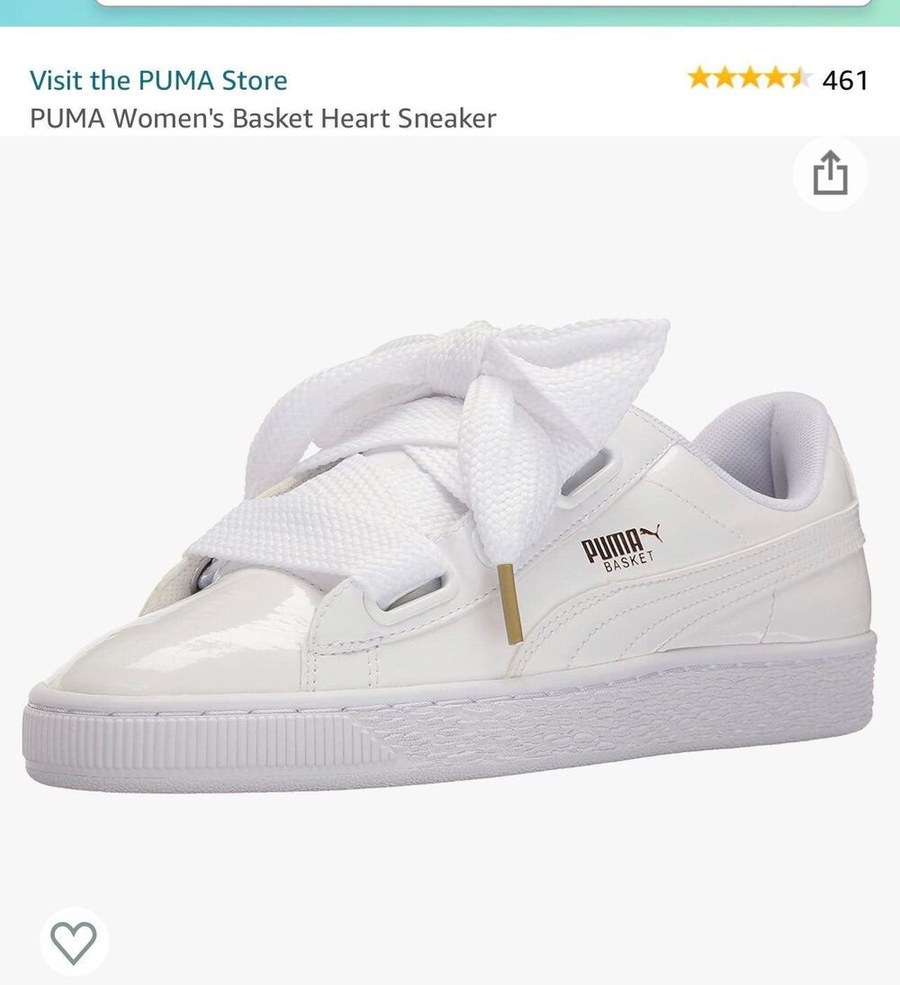 Puma Basket Heart Night Sky white sparkle satin laces sneakers size 8.5  8 1/2
